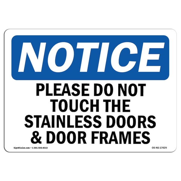 Sign, 3.5" H, Please Do Not Touch Stainless Doors Sign, Landscape, NS-D-35-L-17429-10PK